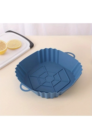 Maxaccess Derin Mavi 1 Adet Silikon Hava Fritöz İç Kabı Katlanır Pişirme Tepsisi Yeniden Kullanılabilir