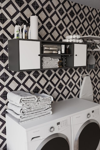 Loya 120 Cm Banyo Dolabı Üst Modülü Antrasit - Beyaz Diğer