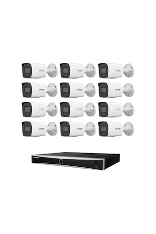 Hikvision 4 Mp 12 Kameralı Colorvu 3.0 Aı İp Güvenlik Kamera Seti Dahili Mikrofonlu