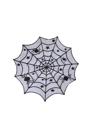 Partisi Siyah Dantel Örümcek Ağı Masa Örtüsü Dekorasyonu Boyut: 102x102cm