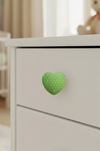 5 Adet Porselen Çocuk Odası Yeşil Kalp Mobilya Kulpu Seramik Çekmece Dolap Düğmesi 55x45 MM Yeşil