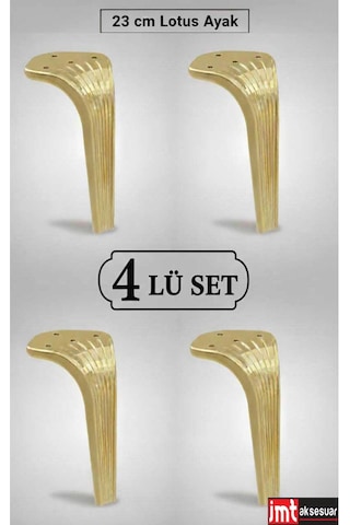 Lotus 23 Cm Altın 4 Adet Koltuk Yatak Odası Tv Ünitesi Konsol Ve Sehpa Ofis Mobilyası Ayağı Altın