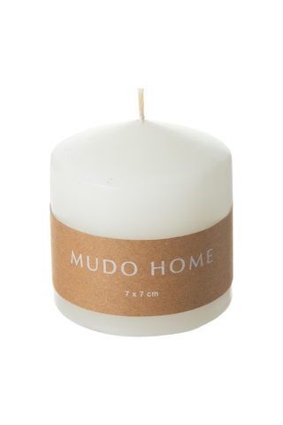 Mudo Home Sütun Mum Beyaz 7x7cm