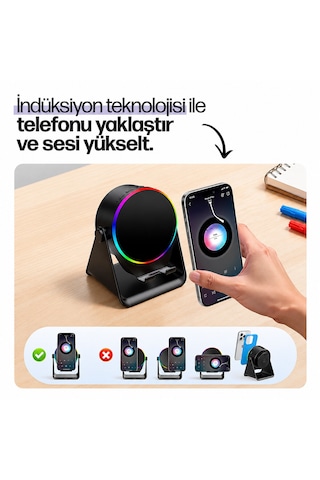 Soundpad 5ın1 - 5w - 2000mah Temas İle Ses Yükseltme - Telefon Stand - Usb-c Şarj Beyaz İndiksiyon Ses Yükseltici Bluetooth Hoparlör Speaker Ekd-s11 5250