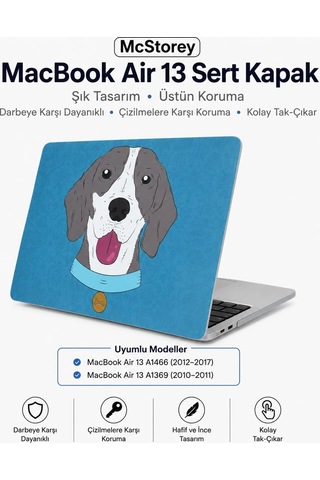 Apple Uyumlu MacBook Air Kılıf 13 İnç A1369 A1466 Uyumlu Sert Kapak Dog01 Tasarım İnce Hafif Darbe Önleyici Hard