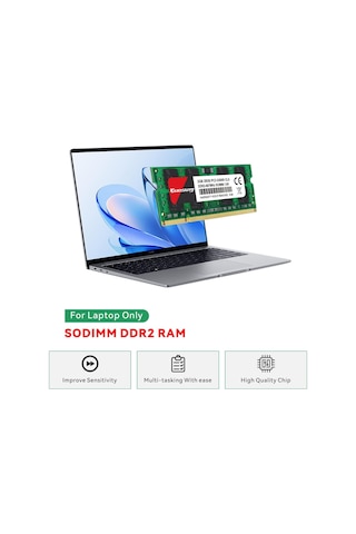4 Gb Kit 2 X 2 Gb Ddr2 667 Mhz Sodimm Ram Pc2-5300 Pc2-5300s 1,8 V Cl5 200 Pin 2rx8 Ecc İçerm