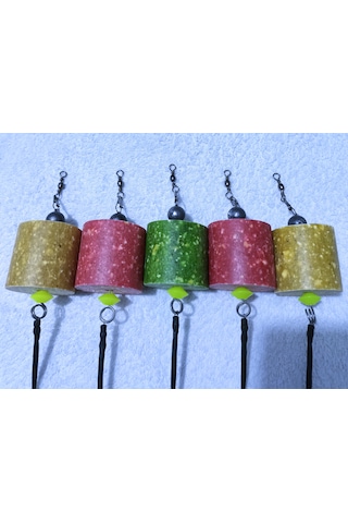 5 Adet Küspeli Yüzen Janjan Turuncu Ve Sarı Boncuklu Sazan Takımı