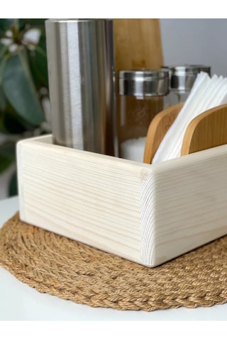 L.dom Mutfak İçin Dekoratif Ahşap Baharat Saklama Kutusu 194593514 Beyaz Kum