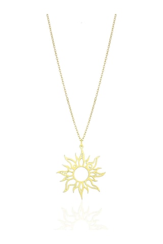 Oya Silver Golden Nomad 24k Altın Kaplama Gümüş Tasarım Güneş Kolye Oyot315