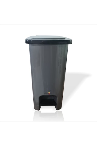 Saplı Pedallı Kapaklı Kare Dikdörtgen Köşe Mutfak Ofis Ev İşyeri Çöp Atık Kovası Kabı Kutusu Gri - Siyah