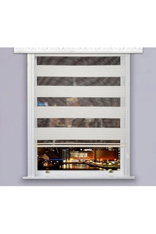 Plisei Zebra Perde Ekru Alüminyum Kasa Ekru