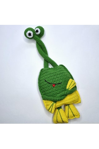 1-3 Yaş Hareketli Kurbağa Örme Çekçekk Amigurumi Hediyelik Oyunca