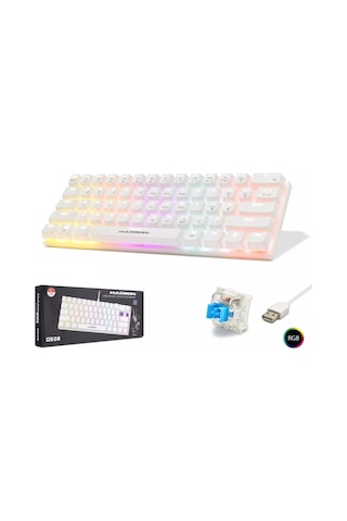 Hadron G508B Mekanik Oyuncu Klavyesi %60 Mini - RGB Blue Switch Q Beyaz