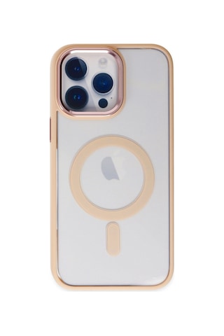 Apple iPhone Uyumlu 14 Pro Max Kılıf Room Magneticsafe Silikon - Pudra
