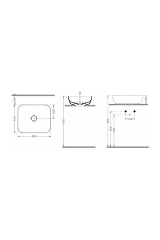 Dura Bagno Orfe Çanak Lavabo 60x40 Cm. Batarya Deliksiz Tezgah Üstü Beyaz 5851