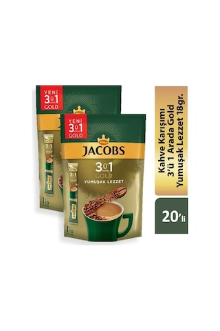 Jacobs 3'ü 1 Arada Gold Yumuşak İçim Karışım Kahve 120'li 10 x 2 Paket