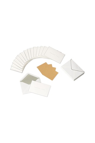 Papyrus Zarflı Teşekkür Kartları, Gümüş Renkli Kenar, 16 Adet