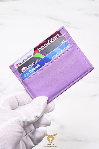 Vanilla Collection Unisex Mini Ve Ince Deri Dizme Kartlık Portföy Lila Lila