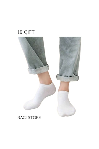 Ragi Store Unisex Patik Çorap 10 Çift Beyaz