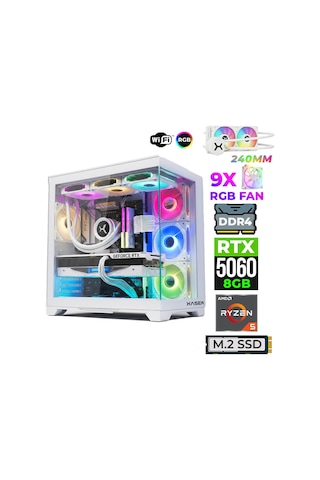 Xaser Astra X240 R5-5600X 32 GB 1 TB M.2 NVMe SSD 8 GB RTX5060 Free Dos Masaüstü Oyuncu Bilgisayarı