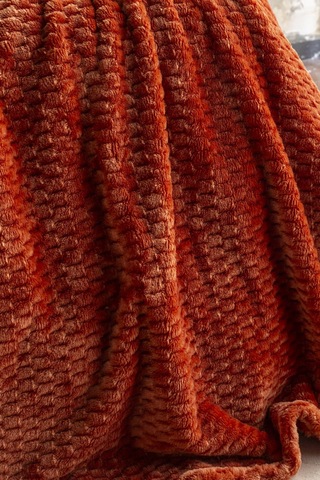 Çift Kişilik Trusty Teracotta Jakar Desen Battaniye 200x220 Cm Terracotta