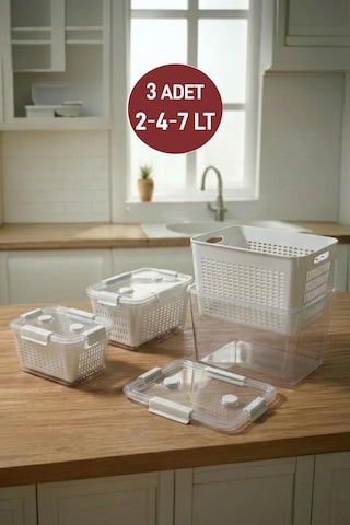 Selka Home Lavin 3'lü Saklama Kabı ( 2-4- 7 Lt. )