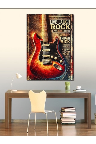 Kanvas Tablo Gitar Ve Rock Poster Afişi 70cmx100cm