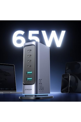 65w Gan Çok Portlu Şarj İstasyonu, 4 Usb-a Portu, 2 Usb-c Portu, 1,5 M Kablo