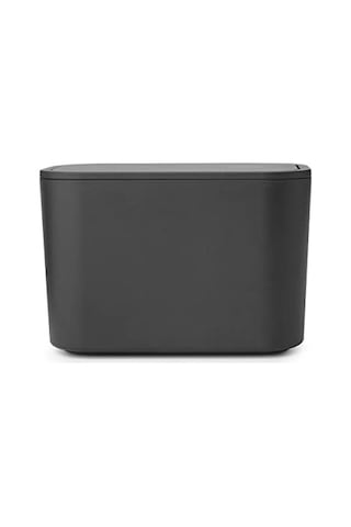 Brabantia - Mindset Banyo Atık Kutusu - Küçük Atıklar İçin İdeal - Çıkarılabilir Salıncak Kapağı - Temizlemesi Kolay - Çizilmez - Korozyona Dayanıklı - Koyu Gri - 8,5 X 15 X 9,8 Cm