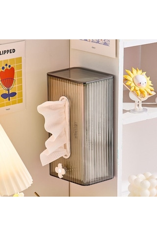Gri Yumruksuz Yaratıcı Doku Kutusu Duvara Monte Kağıt Havlu Peçete Saklama Kutusu Ev Mutfak Banyo Kağıt Organizatör