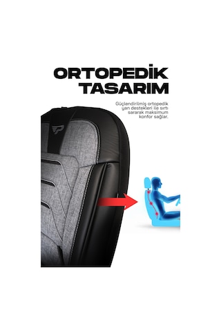 Gri - Siyah Panda Bodrum Serisi Ford Transit 2014+ Araca Özel Keten Ticari Oto Koltuk Kılıfı