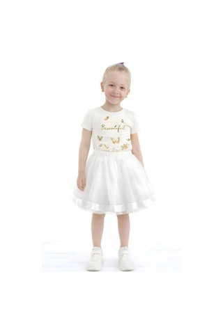 Fesshera Kids Kız Çocuk Etek 23 Nisan Ve 29 Ekime Özel Etek Beyaz