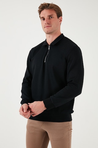 Buratti Pamuklu Regular Fit Yarım Fermuarlı 2'Li Paket Polo Yaka Erkek Sweat 5905789S2 Siyah-Indigo