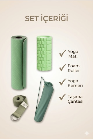 Evde Yoga Premium Seti Yoga Matı, Mat Çantası, Yoga Kemeri Ve Foam Roller İçeren Başlangıç Yoga Ve Pilates Seti Diğer