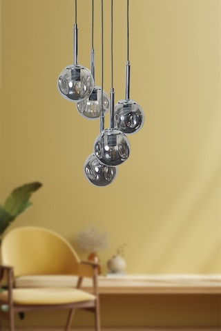 Mona 5 Li Krom-siyah Metal Gövde Füme Camlı Tasarım Lüx Sark... Krom