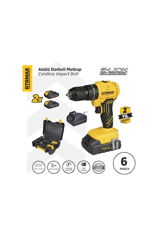 Rtrmax RTS5012 Şarjlı Darbeli Matkap Kömürsüz 54 Nm 2x2 Ah 20V Çift Akü S-Lion