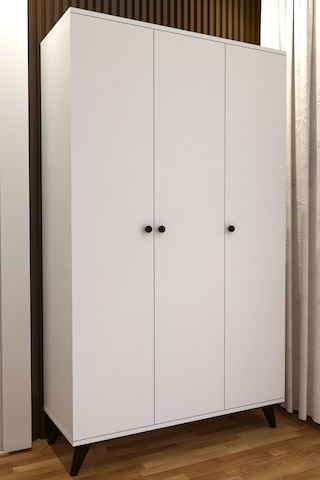 Tocco 1081 İzel 3 Kapaklı Askılıklı Raflı Lüx Gardırop-beyaz
