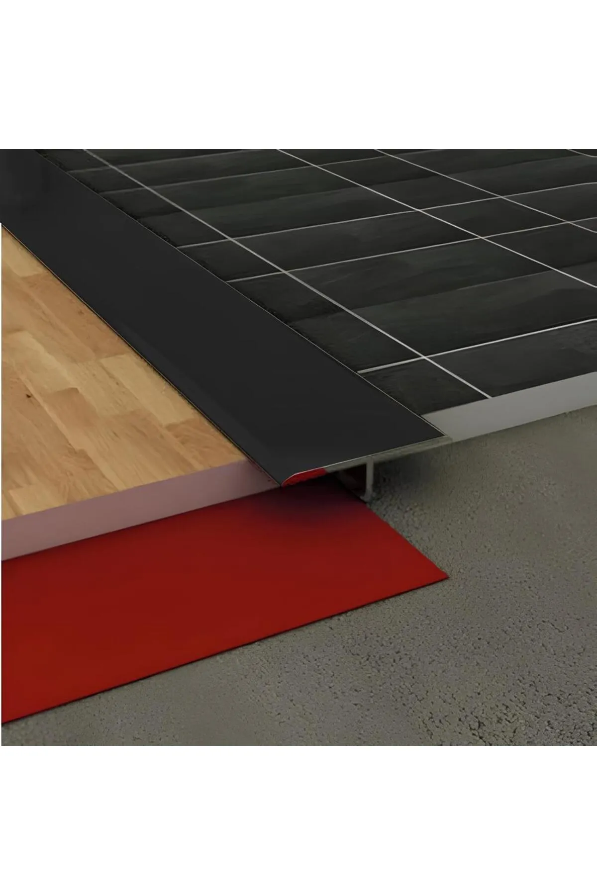 Kapı Eşik Profili Parke Kapı Altı Çıtası T Model Alüminyum Siyah 90cm 3cm 8mm