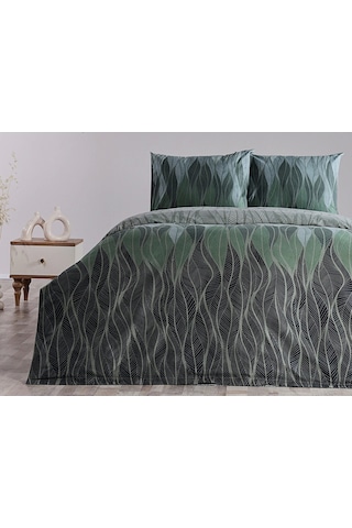 Doqu Home Ranforce Leaf Nevresim Takımı Çift Kişilik - Yeşil