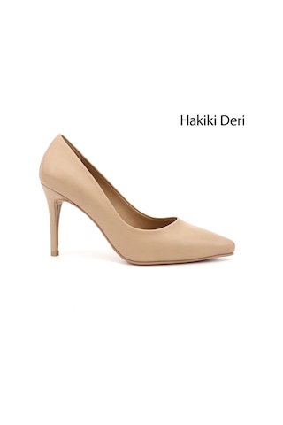 Gönderi R Platinum Sivri Burun İnce Topuklu Hakiki Deri Stiletto Nude