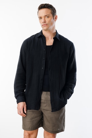 Genius Store Oversize Basic Erkek Müslin Gömlek Erkek-müslin-gömlek Siyah