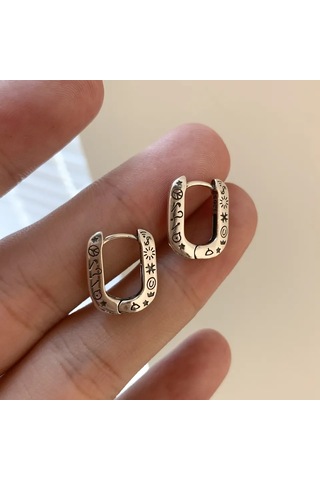 925 Ayar Gümüş Üstügrafiti İle Süslü Küpe