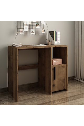 Kuzey Tek Kapaklı Çalışma Masası Minimal Tasarım Antik Ceviz