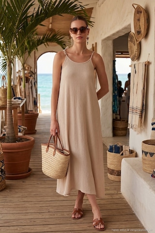 Lela Regular Fit Ip Askılı Uzun Bayan Elbise 5865732 Taş