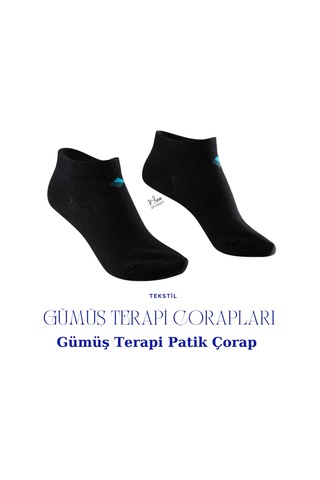 1senartbeauty Gümüş Terapi Patik Çorap / Unisex Siyah