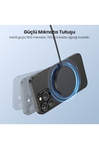 Gar281 Manyetik Kablosuz Şarj Cihazı - Apple Uyumlu iOS Ve Android Uyumlu - Yüksek Verimlilik - Siyah