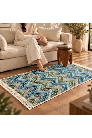 Bigghome Çift Taraflı Kilim 80 150 Cm Sa26op Yeşil