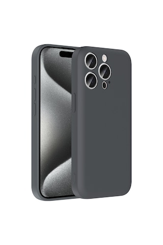 Apple Uyumlu iPhone 15 Pro Max Kılıf Kamera Korumalı Kartlık Hazneli Zore Vitra Kapak Gri