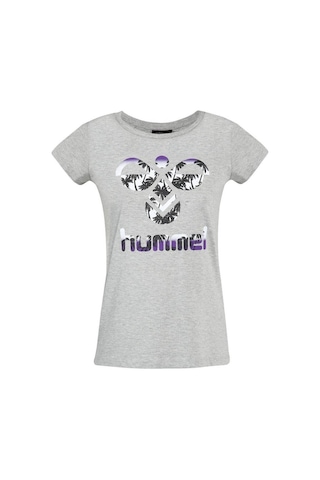 Hummel Triana Kadın Gri Baskılı Bisiklet Yaka Tişört