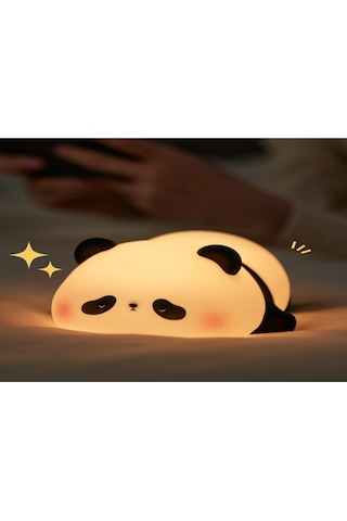 Yifomall Panda Silikon Gece Lambası Çocuk Odası Işıldak Usb Usb Uyku Yardımcı Dekoratif Alet Çok Renkli